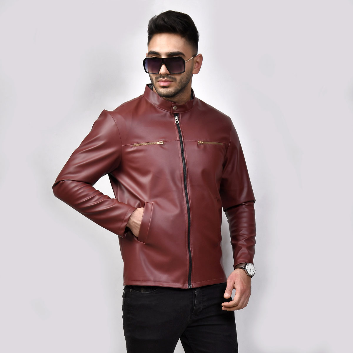 کاپشن چرم مردانه مدل ALBORz