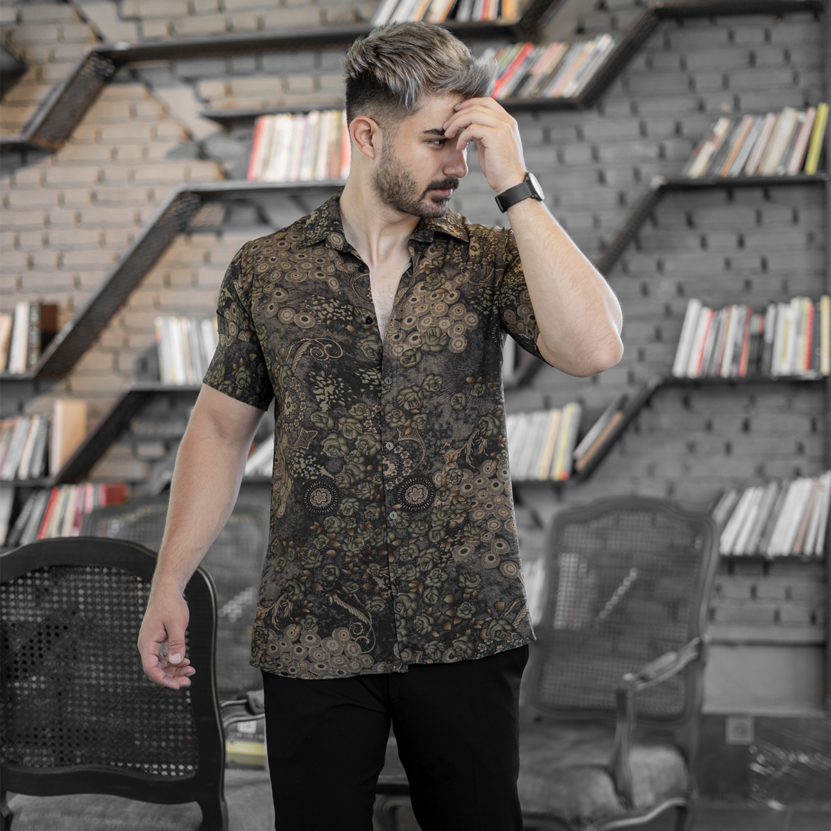 پيراهن هاوايي مردانه مدل Stefan