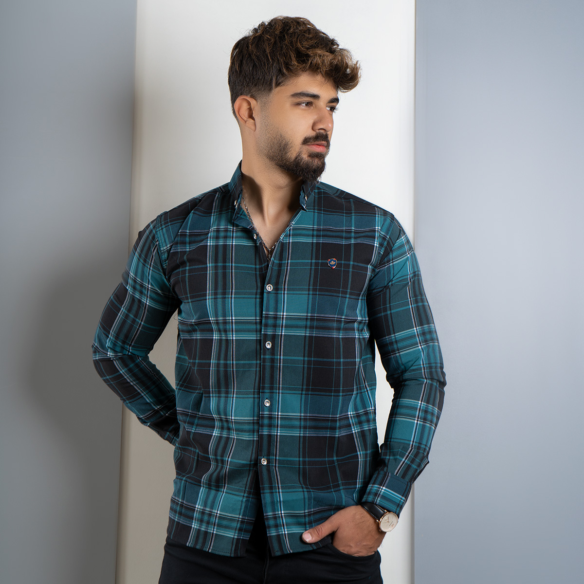 پیراهن مردانه سبز مدل denis
