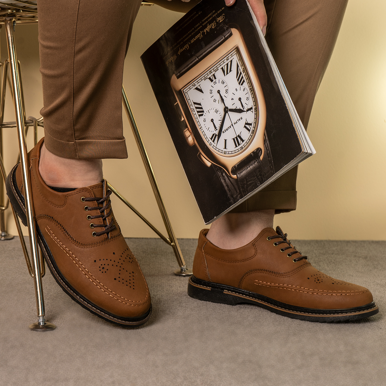 کفش تخت قهوه ای مردانه مدل Radin