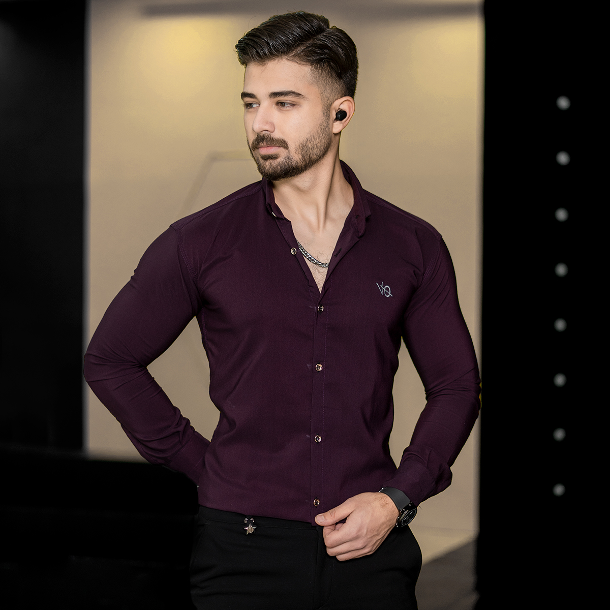 پیراهن مردانه بنفش مدل VQ