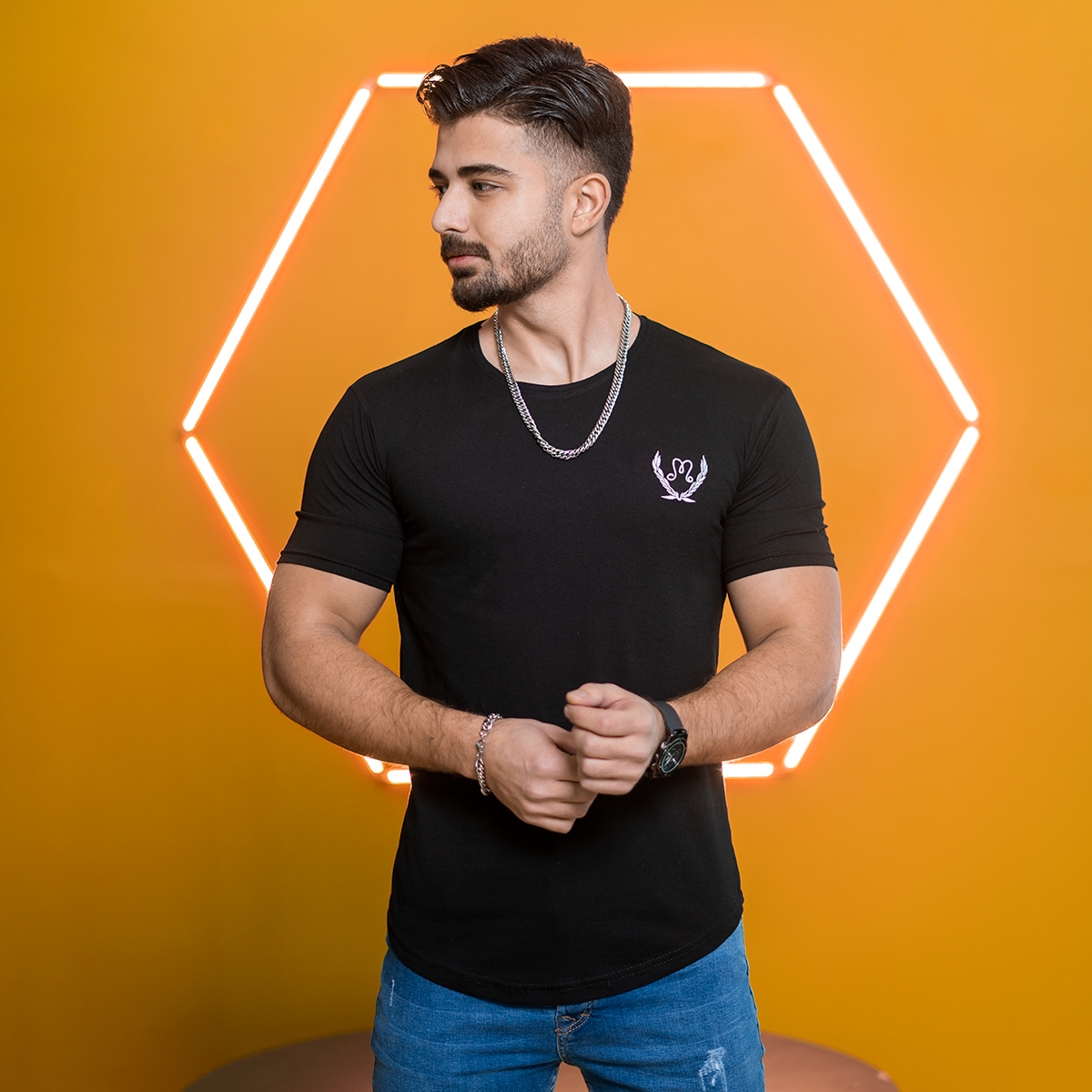 تیشرت مردانه مشکی مدل Maron