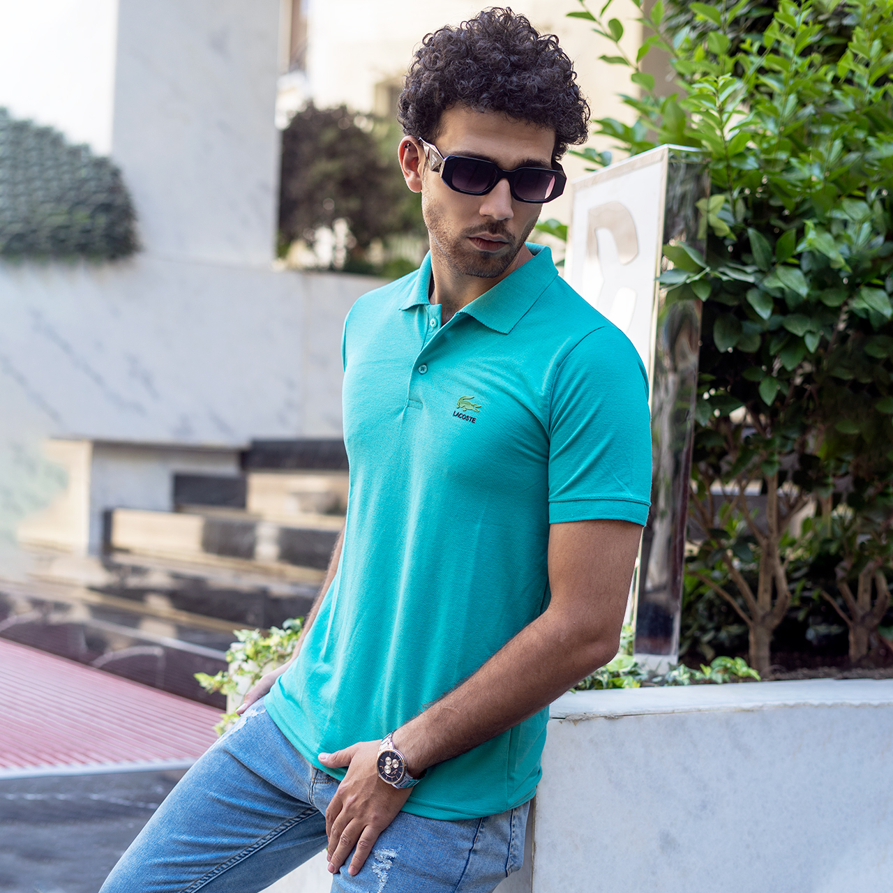 تیشرت مردانه Lacoste جودون-سبز آبی مدل Mahyar