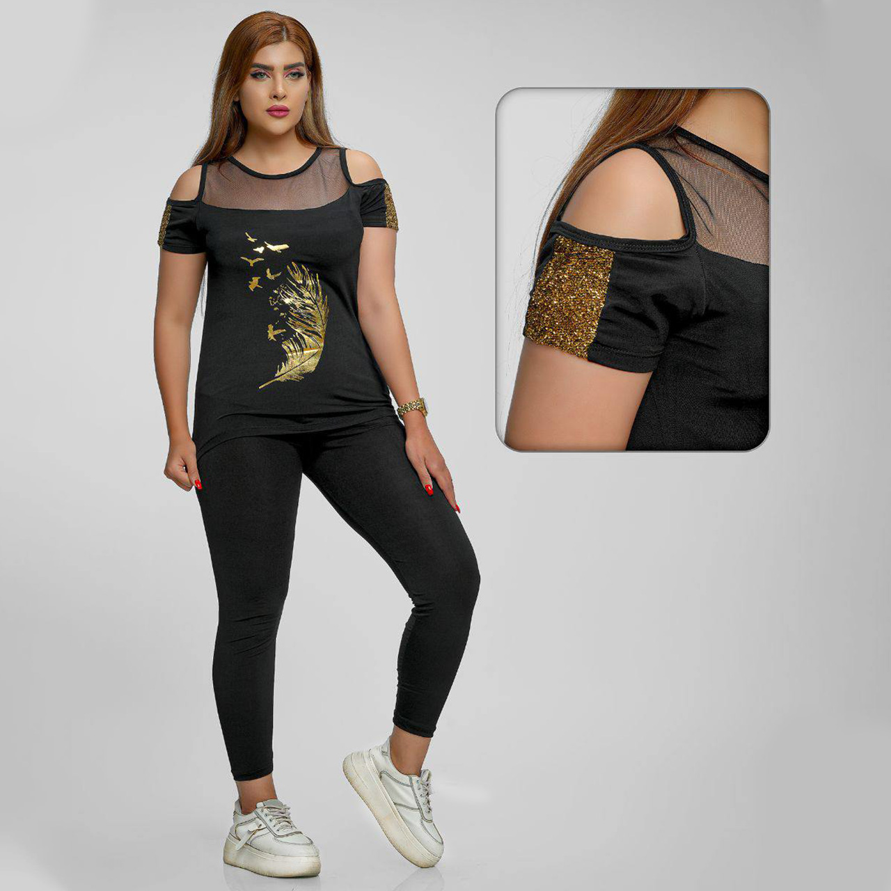 ست بلوز شلوار دخترانه طرح پر مدل Serin