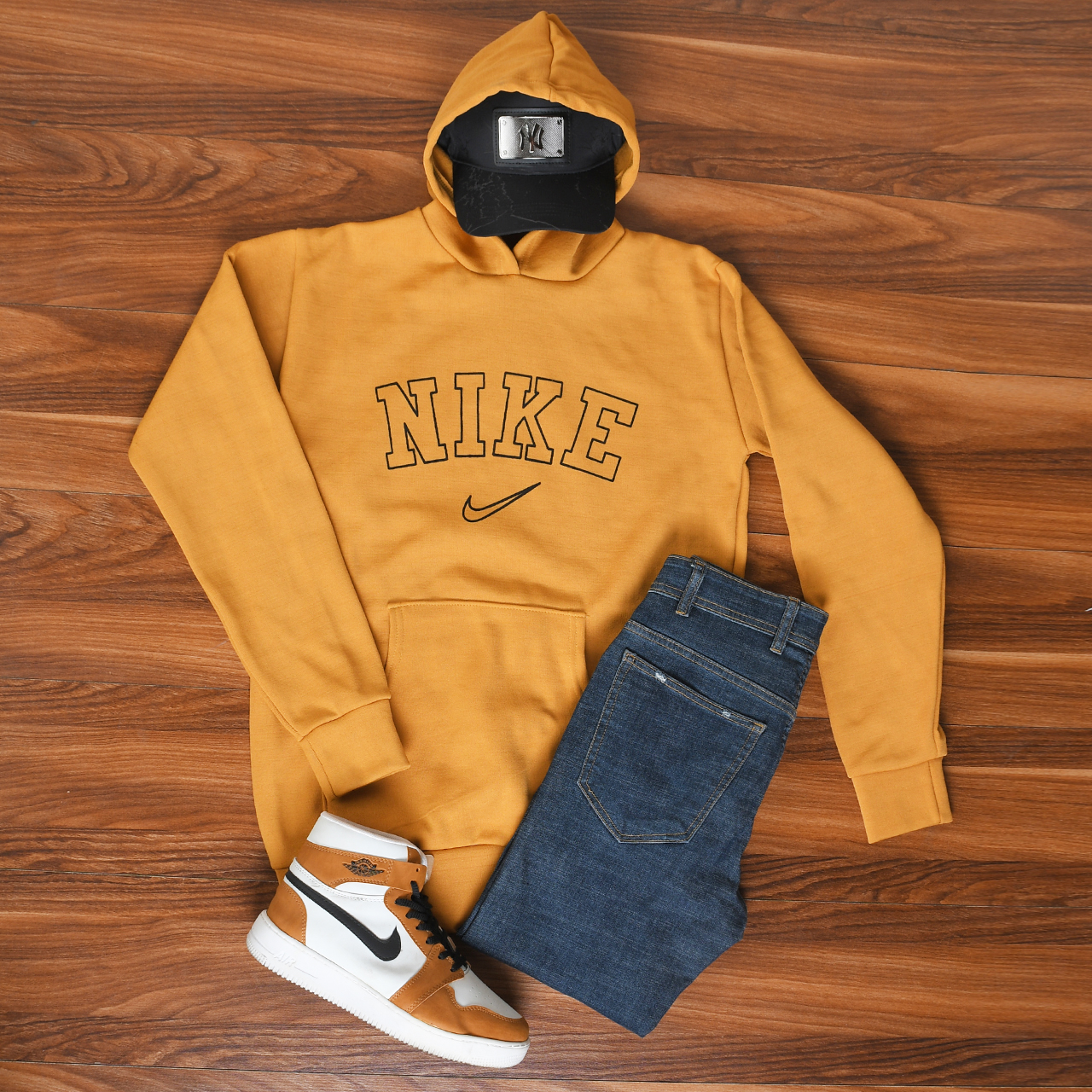 هودی مردانه نایک زرد مدل TEMPA