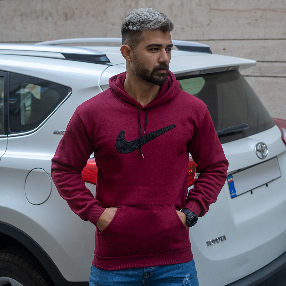 هودی Nike زرشکی مردانه مدل Raymond