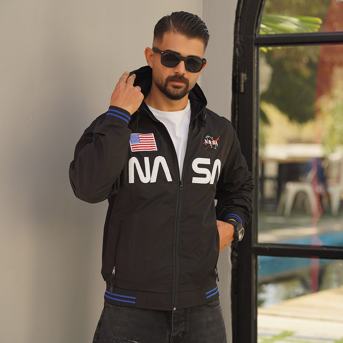 کاپشن مردانه مشکی مدل NASA