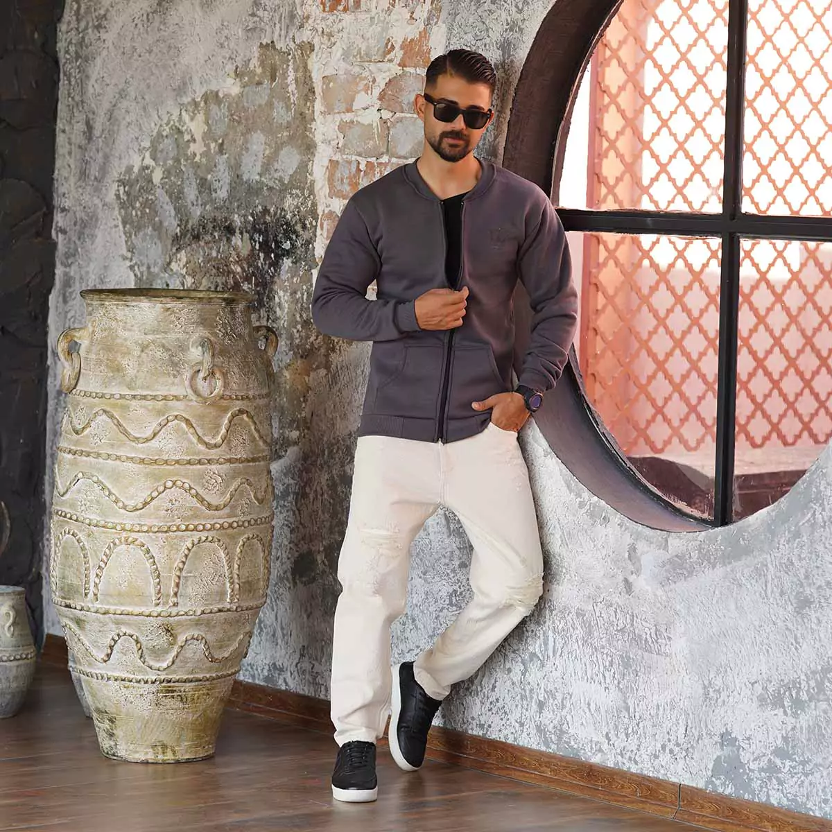 سوییشرت مردانه طوسی مدل wendi