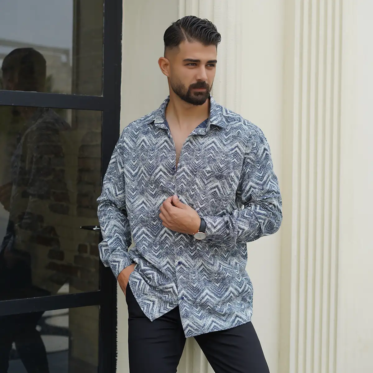 پیراهن مردانه طوسی مدل awino