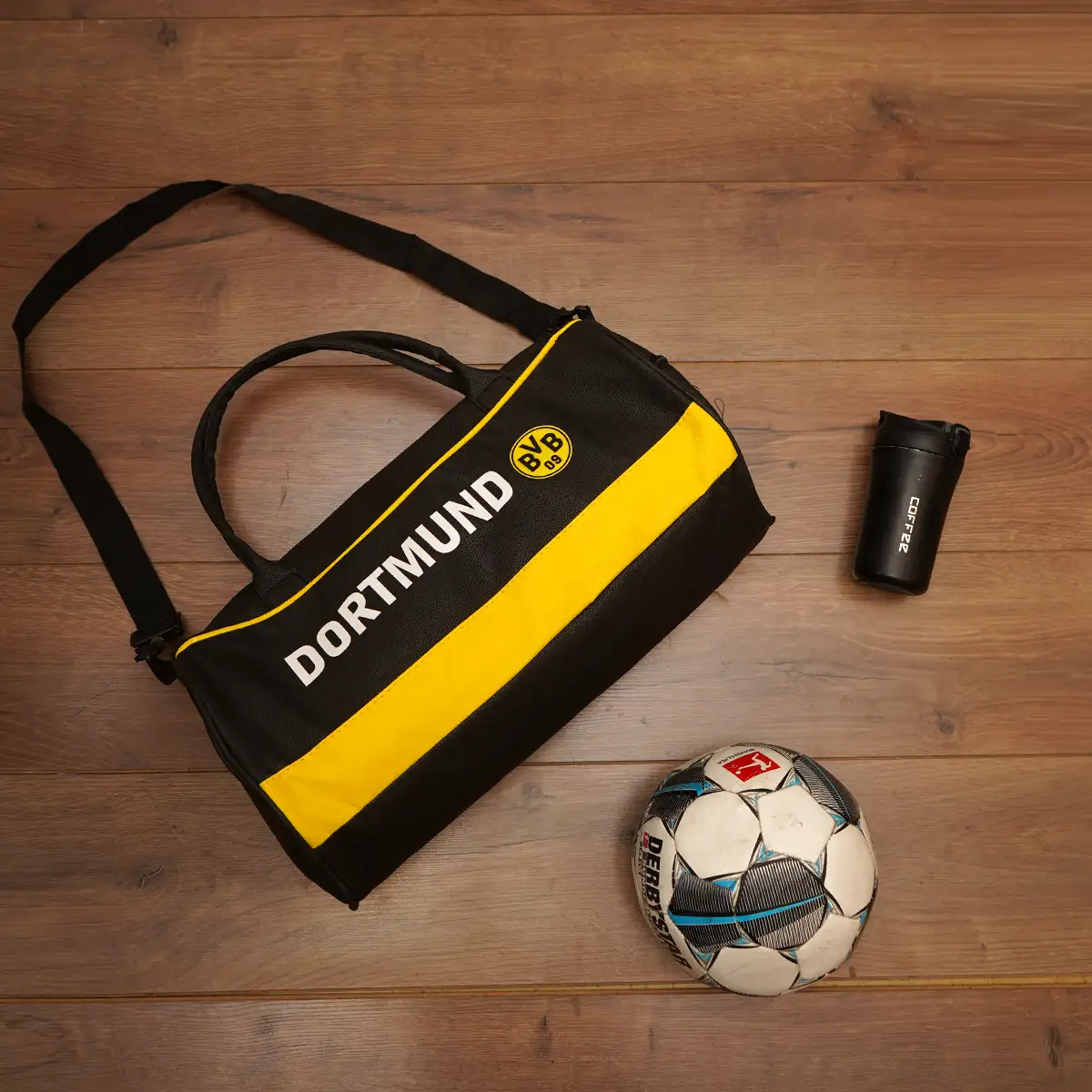 کیف ورزشی مشکی زرد مدل Dortmund