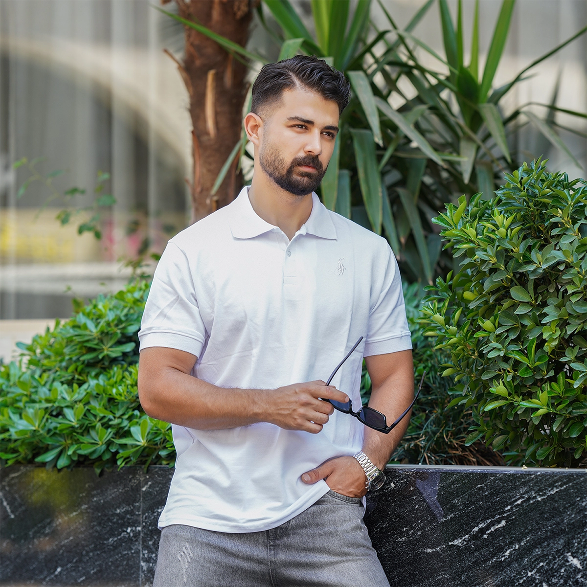 تیشرت مردانه جودون ساده سفید مدل Tiamo