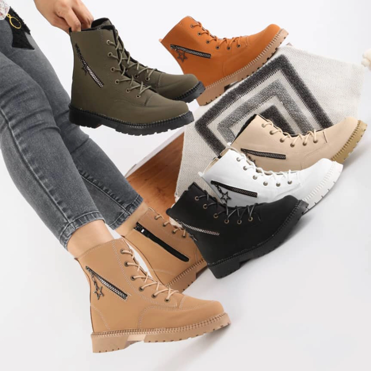 نیم بوت دخترانه سفید مدل shiva