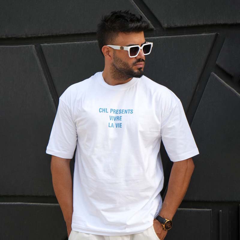 تیشرت مردانه سفید مدل VIVRE LAVIE
